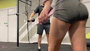 Personal trainer couldn’t resist and took me in the gym bathroom!