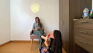 Wow, hot Latina lesbians diving into kinky fetish sex with wild licks!