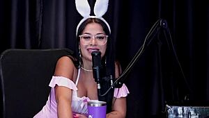Alice Vasconcelos shows her blowjob and pussy on sheer red Easter special