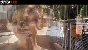 Sadira teases with tattooed body and big cock flashing