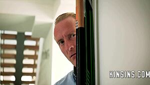 step daughter in black swim suit caught by older man