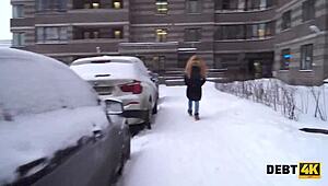 debt4k collector savors tender mouth and shaved pussy of cute russian debtor