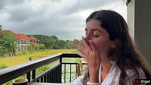 Yo, she’s walking with cum on her face in a cafe!