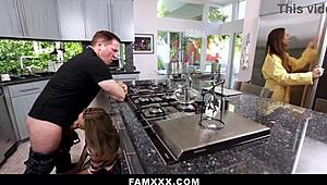 Stepdaughter Sneaks Stepdad’s Cock Sucking in Risky Missionary with FamXXX