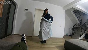 milfycalla gets face fucked in slutty down-jacket for cum play