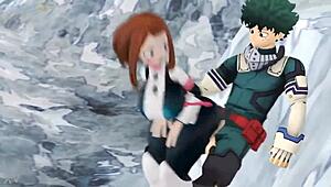 Ochako Uraraka gets a quick blowjob and creampie from Midorilla in intense anal session. Assfucking and oral bring her to orgasm.