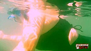 Blonde milf gets extremely horny in underwater pussy masturbation scenes