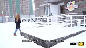 debt4k collector savors tender mouth and shaved pussy of cute russian debtor