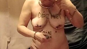 Esclave F Autoseance Uro with Insulting Masturbation Feels Raw