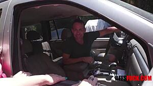 Old man hires teen carwash cuties for steamy gangbang fun