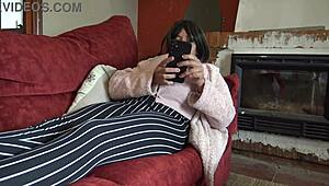 Horny Pregnant Stepmother Begs Stepson to Fill Her Hairy Pussy with Cum