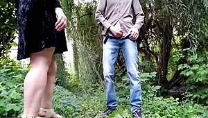 Fucked my mother-in-law doggy style outdoors, covering her ass with hot cum while she moaned.