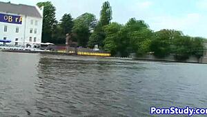 European Babe Rides Waterbike Nude in Public Fetish