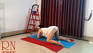 Nude Yoga with Regina Noir Teasing in White Panties