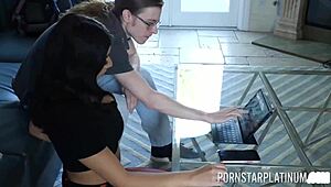 Brunette whore Violet Myers dominates big dicked technician Conor Coxxx.