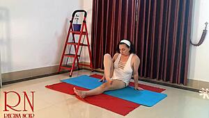 Nude Yoga with Regina Noir Teasing in White Panties