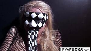 Hot Blonde Leya Slides Glass Toy Deep in Her Tight Ass for Solo Play