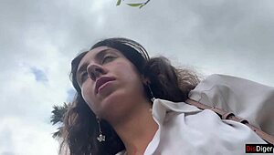 Yo, she’s walking with cum on her face in a cafe!