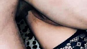 she plays with my pussy so boldly, using dildo on chubby tits