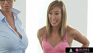 All Girl Massage - Naughty Busty Inspector Demands Masseuse Fuck or Fail