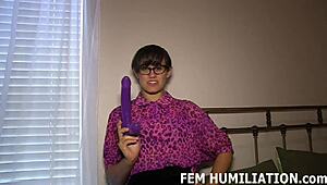 Femdom humiliation with crossdressing in lingerie for pov bdsm