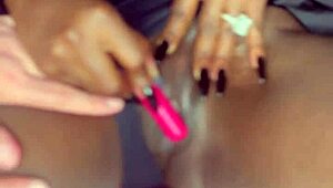 Sexy Black Model MASTURBATES Wild with Vibrator, Damn, She’s Hot for White Guy Watching!