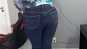 girl wearing sexy bikini with tan lines and shorts