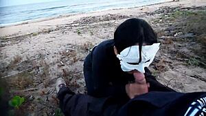 Amateur Slut Whore Gets Anal Cum Inside On African Beach Voyeur Tattoo