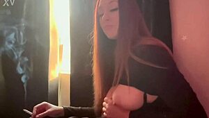 Hot Milf Artemisia Love Smokes While Showing Big Italian Boobs