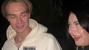 Teen 18+ amateurs give blowjob to stranger, swallowing cum in throat after street walk.