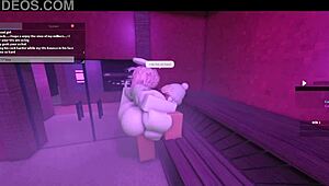 damn, getting pounded by a hot lady with a monster cock in the sauna!