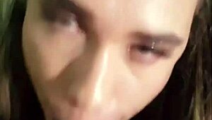 Deep blowjob for cuckold husband