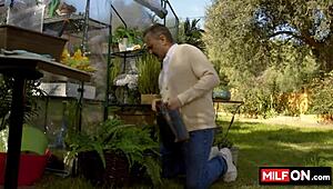 wanna see a sexy big tit blonde milf, jenna starr, get slammed by diego perez’s huge cock in her garden?