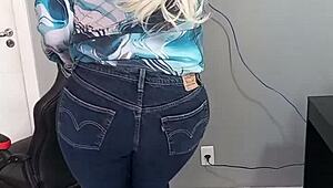 girl wearing sexy bikini with tan lines and shorts