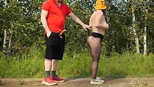 Omg, stranger caught with a dirty webcam model outdoors! 😲