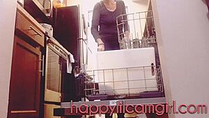 Giantess Dominates Kitchen Cleaning