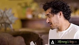 Naughty milf rayveness flashes huge natural tits while artist stepson draws her 😏