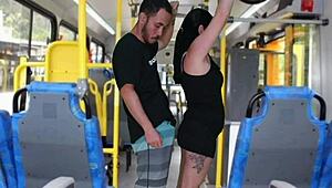 old creep gropes and jerks off on brunette in bus