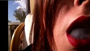 sexy bbw tina snua smokes cork cigarette with double inhales