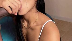 Sloppy BLOWJOB on camera during video call with husband -amateur nysdel-