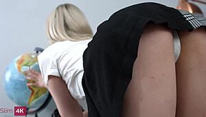 Hey, wanna see this nerd bang a slim blonde in anal?