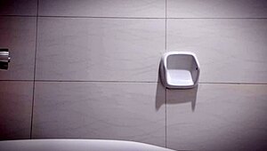 Hey, wanna see this horny office girl touch her tight pussy and big tits in bathroom?