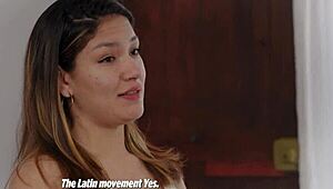 Young Latinos strip down and take their curvy Argentine friend from behind in steamy massage.