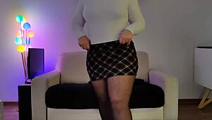 Curvy PAWG Slams Ass in Tight Mini Skirt