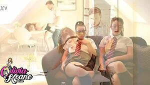 I’m Shocked How This Teen Got Railed Behind Her Twin’s Back!