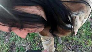 Cheating wife sucks cock outdoors with husband’s friend during fur-coat shopping! Hell yeah!