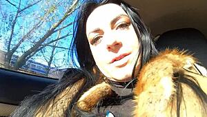 Cheating wife sucks cock outdoors with husband’s friend during fur-coat shopping! Hell yeah!