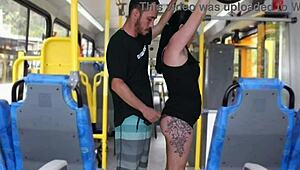 old creep gropes and jerks off on brunette in bus