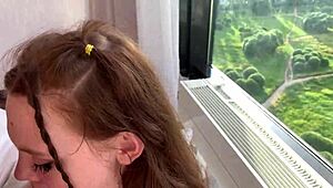 Beautiful Teen Cutie Feels Intense Pleasure Deepthroating Huge Cock