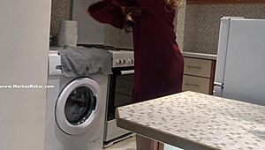 ugh, this dumb maid got stuck in the washing machine